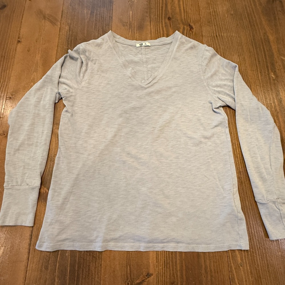 American Giant Premium Slub V-Neck Tee‎ Long Sleeve Black Womens Large Shirt